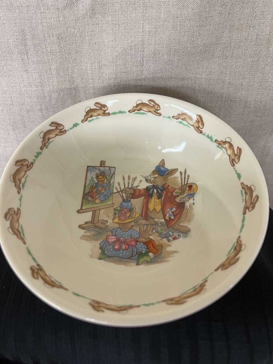 Vintage Royal Doulton Bunnykins Painting Scene Bowl English Fine