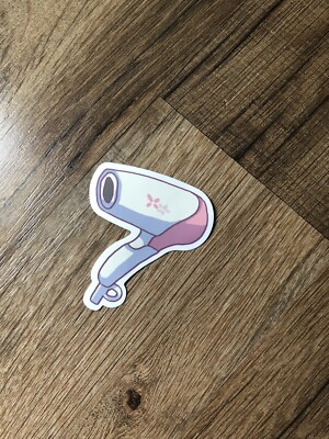 Pink Hair Blow Dryer Cute Decal Vinyl Sticker Water Bottle Laptop Waterproof
