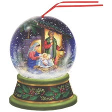 Manger Scene Snow Globe Keepsake Ornament Box of 12 Religious Christmas Cards
