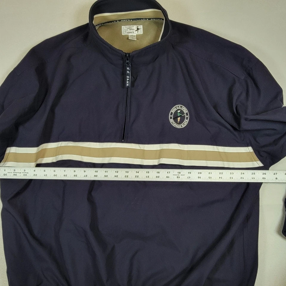 Винтажная мужская ветровка 2002 US Open Ashworth Bethpage черная компактная размер XXL темно-синяя - Изображение 3 из 4