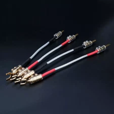 4PCS Silver Plated Conductor Jumper Cable Banana Y Spade HiFi Audio Speaker Cord