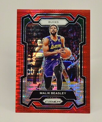 2023-24 Panini Prizm Malik Beasley Red Seismic Pulsar /299 #237 Bucks