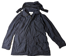 Good- Size M Vintage Eddie Bauer Hooded Nylon Jacket Inner Mesh Lining Navy