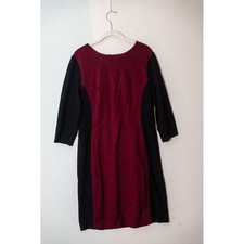 Talbots Maroon Red Black Color Block Knit Sheath Dress 10 Career Office