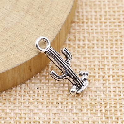 Clearance 50PCS, Antique Silver Tone CACTUS Charm Pendant,3D Plant Charms GGS239