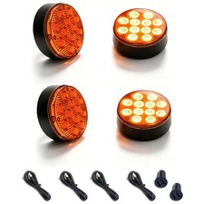 4pcs Magnetic Amber Led Hazard Warning Light Usb Recharge Vehicle Emergency Lamp