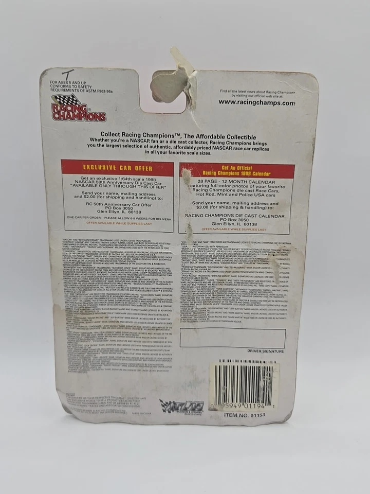 Racing Champions 1998 NASCAR 50 aniversario #59 Robert Pressley 1:64 caja abierta Foto 2 de 2