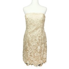 Adrianna Papell Strapless Lace Dress NWT Champagne Size 8 Party Cocktail