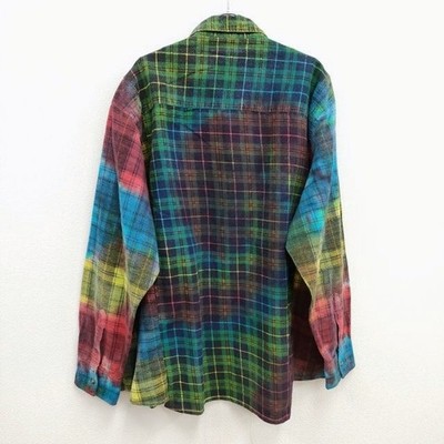 Rebuild by Needles 再構築 加工 リメイク タイダイ HM307 Flannel Shirt Tie Dye 長袖シャツ グリーン リビルドバイニードルス【中古】3-0924T♪ Rebuild by Needles Reconstruction Remake HM307 Flannel Shirt Tie
