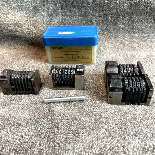 Vintage Letterpress Numbering Machine Lot of 4 - Leibinger 46, Roberts, Tutilo