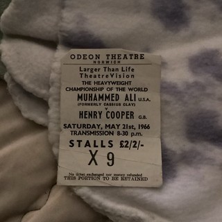 1966 Muhammed Ali v Henry Cooper heavyweight championship at Norwich ticket.