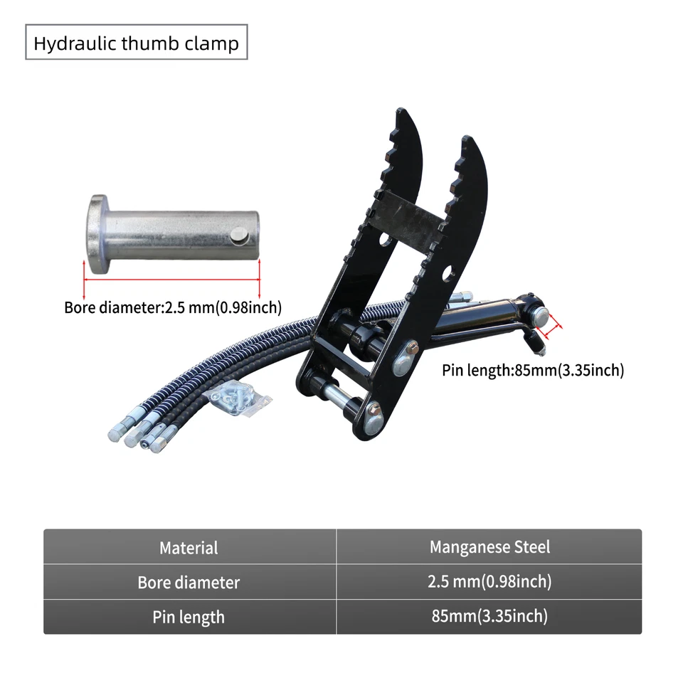 Juego de accesorios para mini excavadora 9 en 1, desgarrador, rastrillo, barrena, cubo, pulgar, rápido Foto 2 de 4