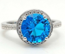 4CT Blue Topaz  Topaz 925 Solid Sterling Silver Ring Sz 7 NB1-5