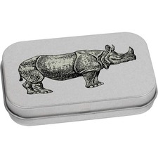 'Grey Rhinoceros' Metal Hinged Tin / Storage Box (TT046792)