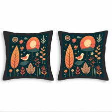 Set of 2 Decorative Throw Pillow Covers 18x18in - Nature-Themed Design
