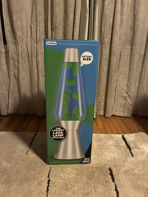 27'' Grande Lava Lamp Blue Liquid Yellow Wax New in Box