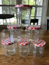 6 Empty BONNE MAMAN 11 oz Glass Jelly/Jam Jars w/Lids Shaken Espresso Sourdough