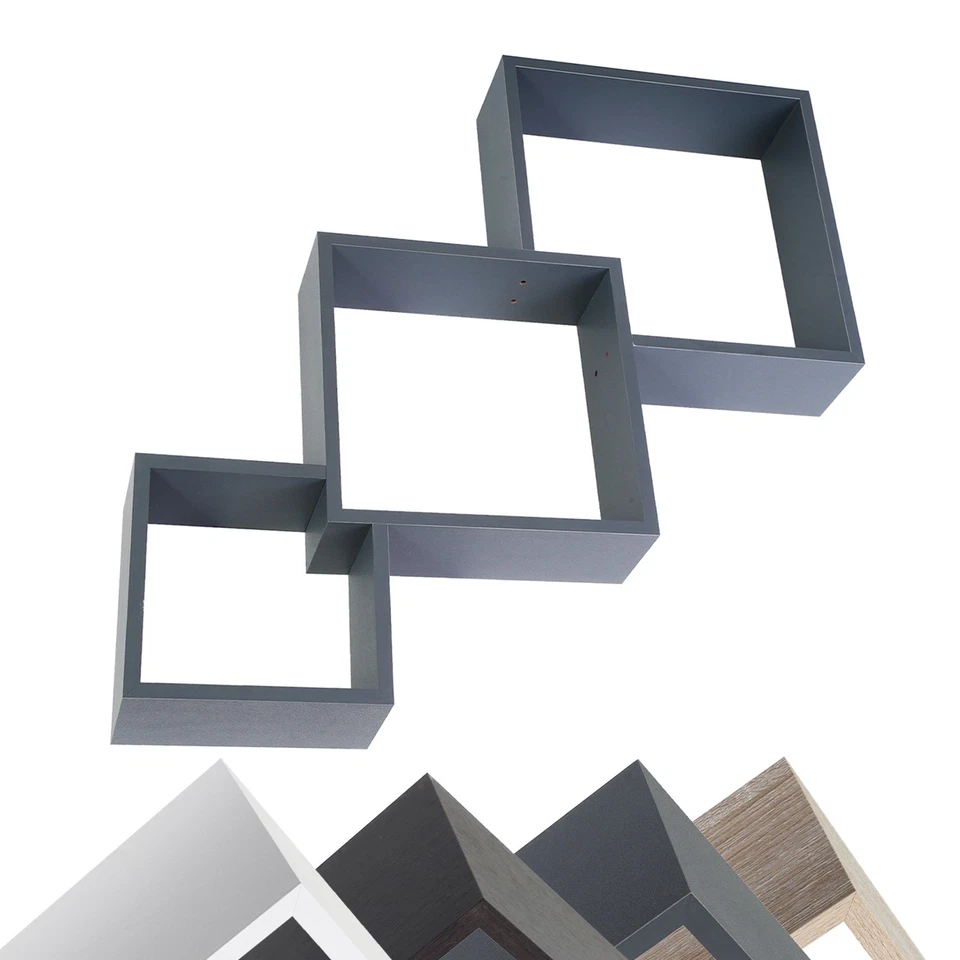 3er Wand-Regal Set Hänge-Regal Regal-Würfel Bücher-Regal Holz Deko Wohnzimmer - Bild 1 von 1
