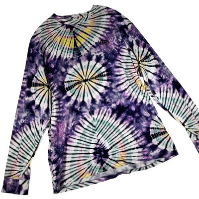 Vans Long Sleeve Shirt Mens Large Purple Tie Dye Classic Fit Skater Streetwear