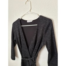 Gilli Knit Wrap Dress Gray Tie Waist Casual Wedding Guest Preppy Formal Classic