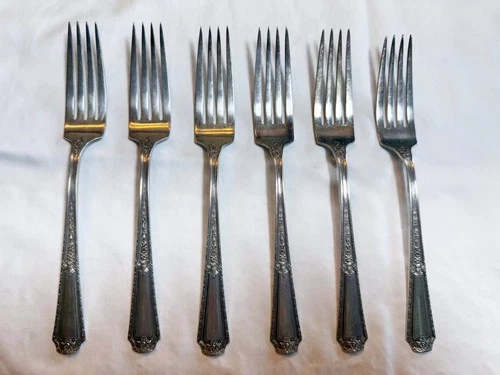 Set of 6 Towle Sterling Silver Dinner Forks – Pat. 1924 – No Monogram – 7 1/4”