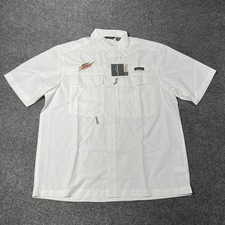 Eddie Bauer Shirt Mens Large White Performance Fishing Mountain Dew Logo Outdoor