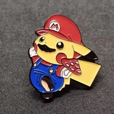 Pokemon Pikachu Super Mario Enamel Pin Brooch