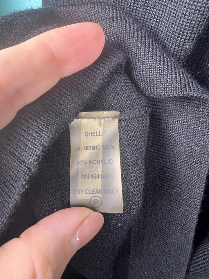 Vestido Suéter Calvin Klein Negro Mezcla Lana Merino | Manga Larga Tejido Midi | S Foto 4 de 4