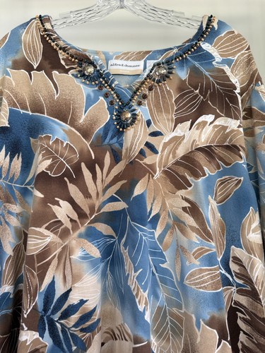 Alfred Dunner Blumen Perlen Rundhals Freizeit Shirt 3/4 Ärmel Kostenloser Versand ✨ - Bild 5 von 14
