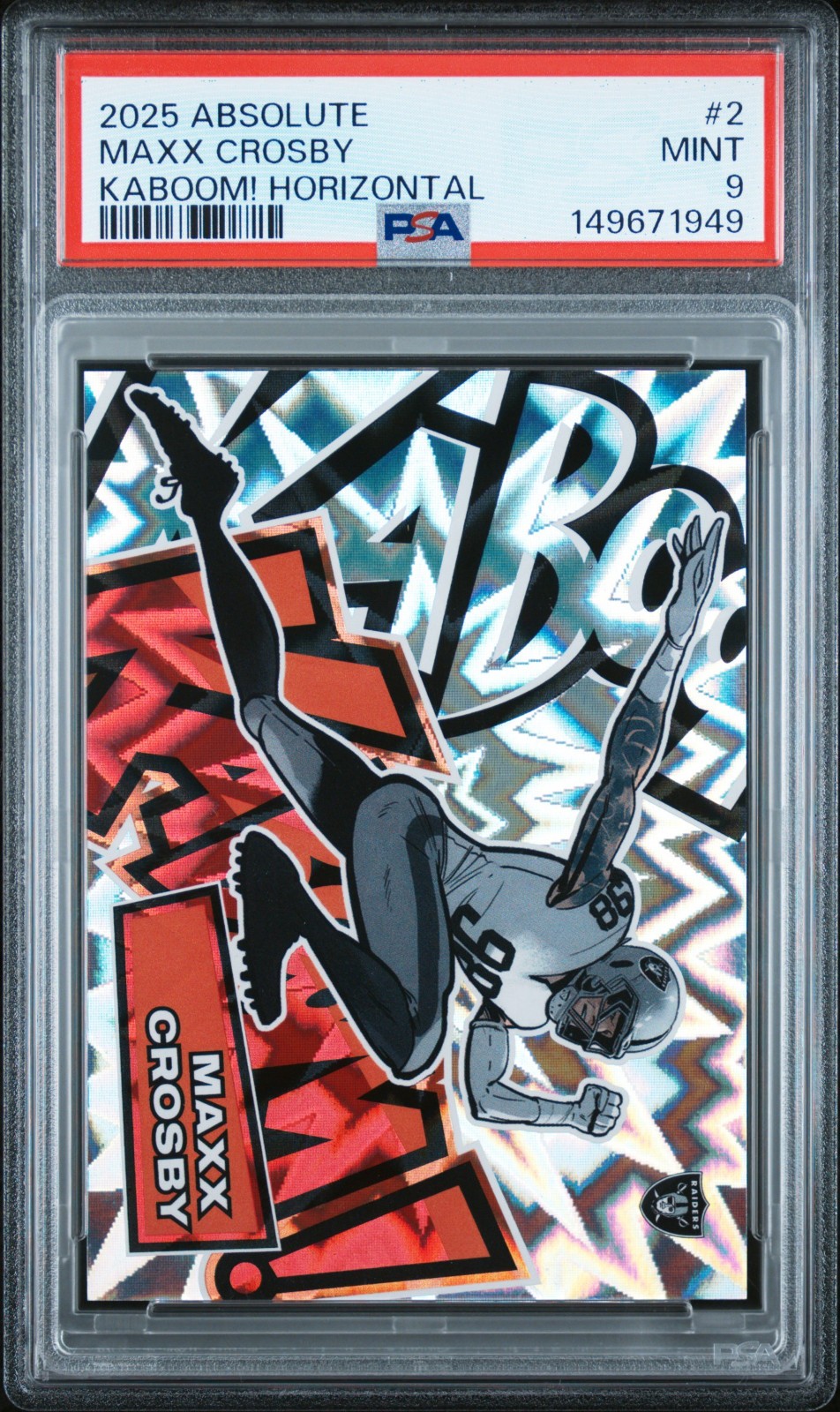 2025 Panini Absolute Kaboom! Horizontal Maxx Crosby #2 PSA 9 Mint