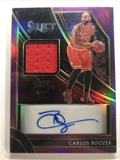 Carlos Boozer 2019-20 Select GAME USED PATCH JERSEY AUTO PURPLE PRIZM BULLS /99