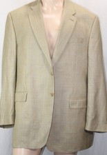 Lauren Ralph Lauren Blazer 48L Gold Prince of Wales Plaid Silk Wool 2 Button