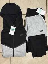 Mens Nike Tech Fleece Sweatsuit  Sport Wear Tracksuit Set Black And Grey  Xl