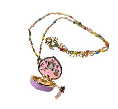 Heart Gold Locket Necklace Hidden Charm Doll House Surprise Vintage Cute Gift