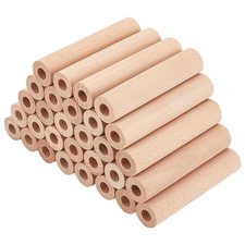 30Pcs 4x0.9 Inch Hollow Wood Sticks Round Wooden Dowel Rod with 0.4 Inch Hole...