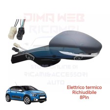 SPECCHIO SPECCHIETTO RETROVISORE SX ELETTRICO RICHIUDIBILE CITROEN C3 DAL 2018