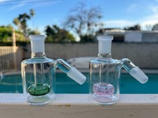 Premium Quality 14mm 45° Green And Pink Mini Dry Ash Catcher  Bong Bubbler--Pair
