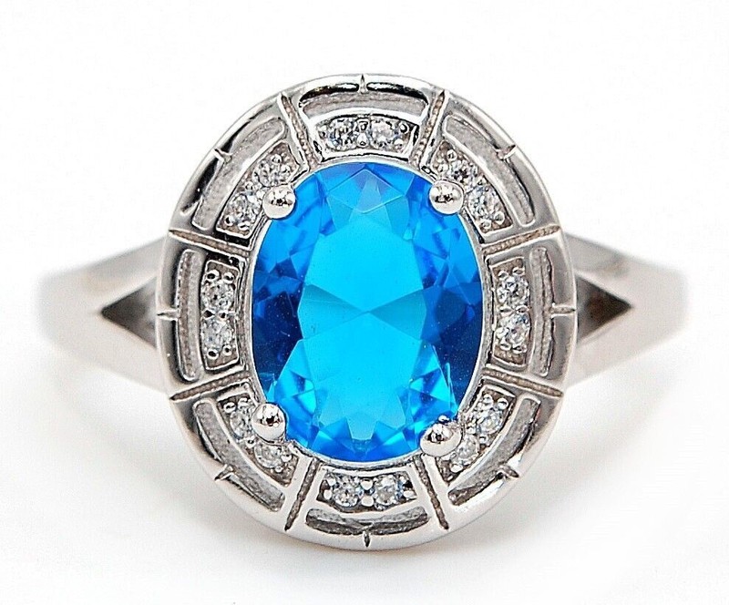 Heat Treated 1CT Blue Topaz 925 Solid Sterling Silver Ring Jewelry Sz 8 I2-7