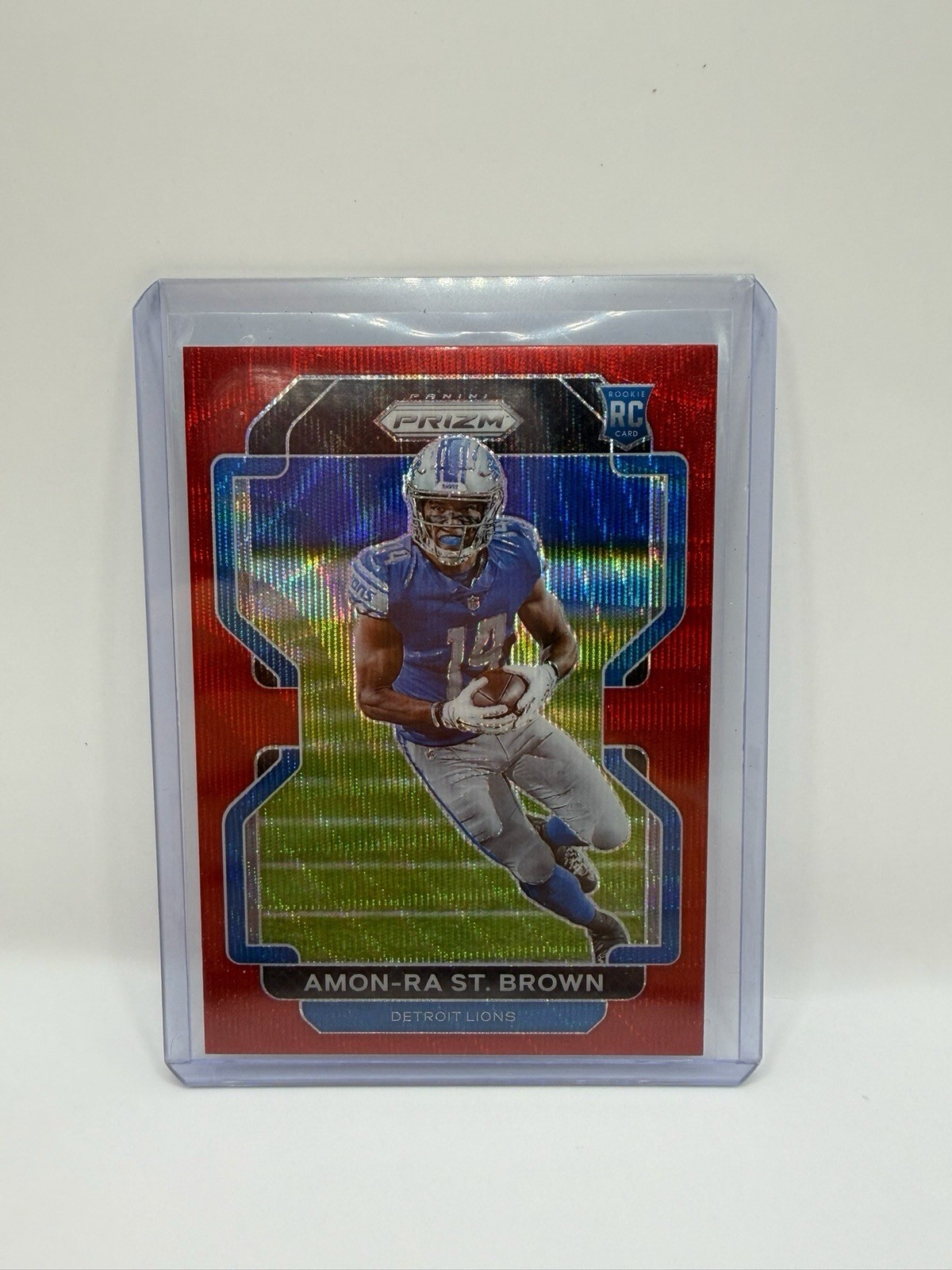2021 Panini Prizm - Rookie Amon-Ra St. Brown #358 Red Wave Prizm /149 (RC)