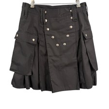 Utilikilts Black Utility Kilt 34x21 Snap Cargo Pockets Made in USA Workman Style