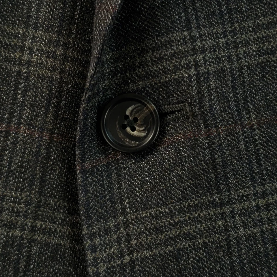 John W Nordstrom Sport Coat Men's 46R* Slim Silk & Wool Windowpane Plaid 2 Btn - Image 3 of 4