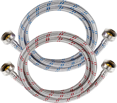 #ad 4 Ft Washing Machine Hoses 2 Packs Premium Stainless Steel Washer Hoses Burst P $19.99