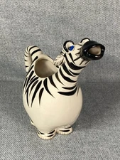Blue Sky Clayworks Ceramic Zebra Creamer Signed by Lynda Corneille Blue Eyes
