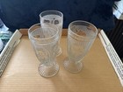 three Clear Jeanette Iris And Herringbone 6 Inch Footed Water Tumblers — photo 2