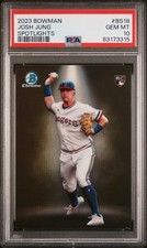 Graded 2023 Topps Bowman Josh Jung #BS18 Spotlights Rookie Card PSA 10. rookie card picture
