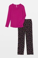 New SOMA COOL NIGHTS Pajama Set Pants  Top Whimsy Dot Mulberry Size M