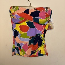 NWT Anne Cole Women s Petal Party Twist Front Bandeau Tankini Top Medium