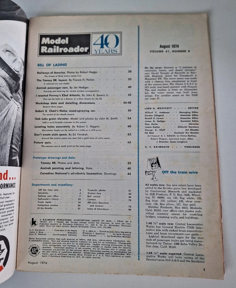 Model Railroader Magazine August 1974 - Image 2 of 2