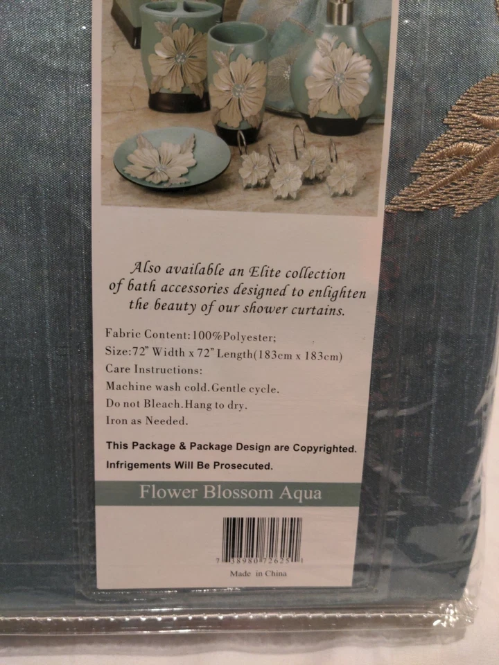 Popular Colección Flor Baño - Cortina Ducha Baño 72" x 72" Verde Foto 4 de 4