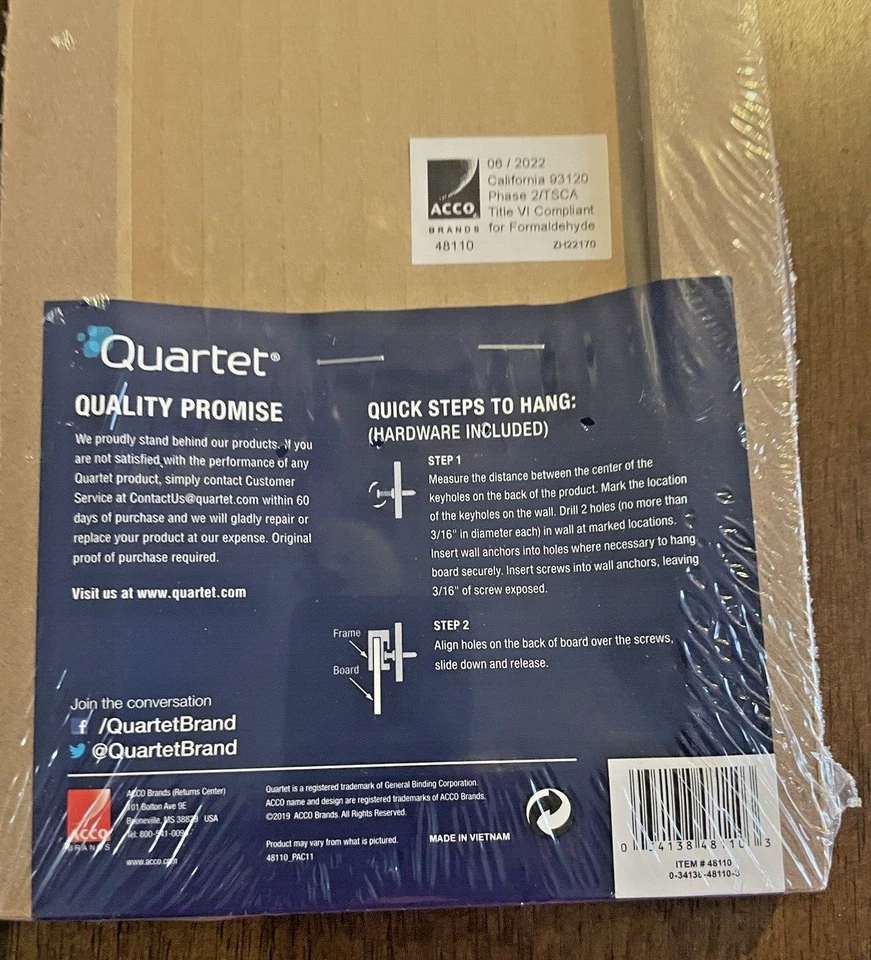 Bulletin Board Cork Wrap Tile Frameless Quartet Brand 5.5 In x 14 In NIP Sealed - Image 4 of 4